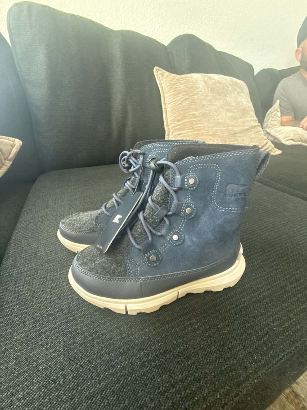 Sorel Kids Explorer Waterproof Lace Up Boots Moonstone Blue Size 13